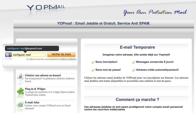 Générateur email jetable et temporaire : yopmail.com