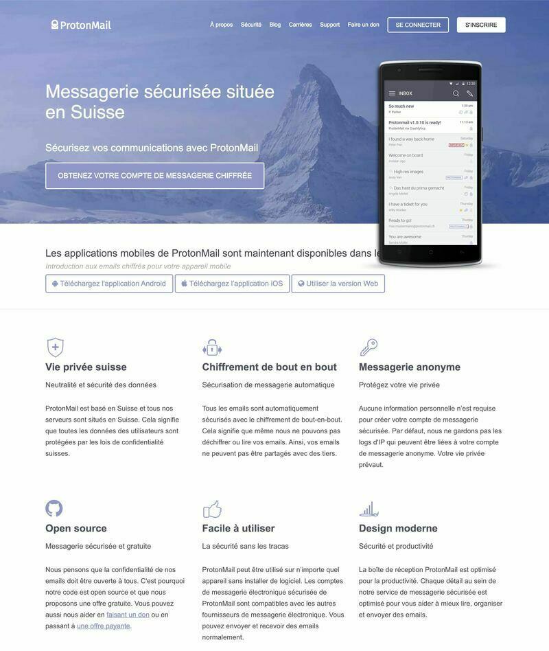 ProtonMail : fournisseur d'email sécurisé et qui respecte la vie privée