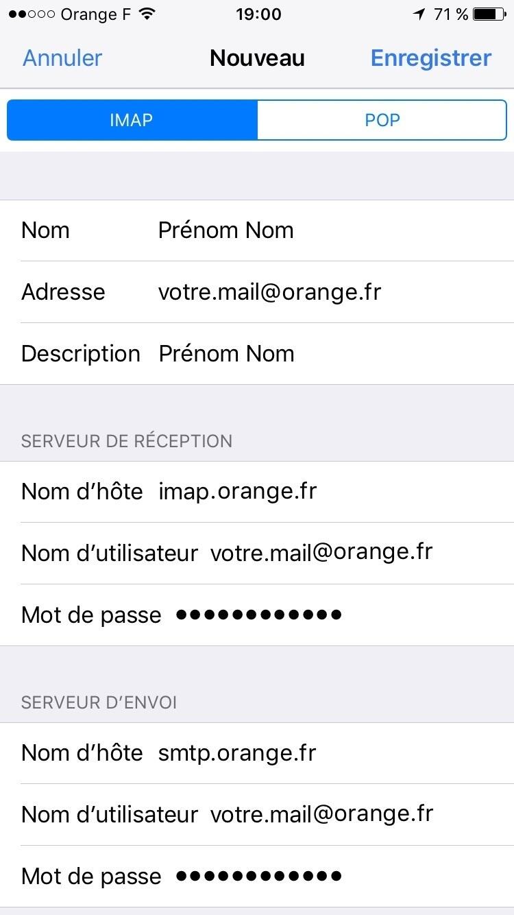 Etape 7 : Saisie des informations détaillées Wanadoo sur iPhone Etape 7 : Saisie des informations détaillées Wanadoo sur iPhone