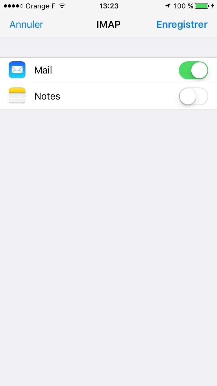 Etape 8 : Compte mail Wanadoo ajouté sur iPhone