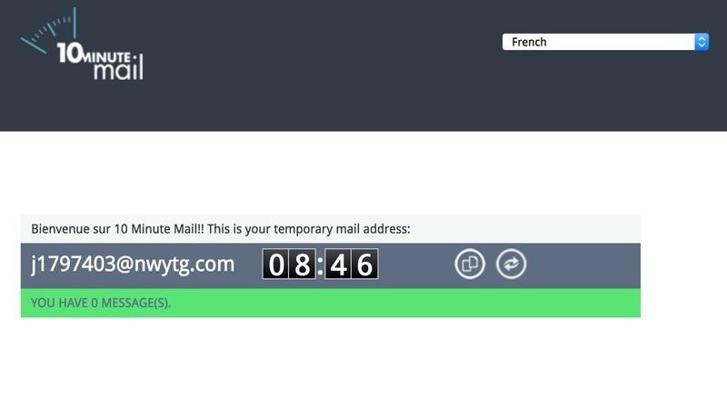 Générateur email jetable et temporaire : 10minutemail.com