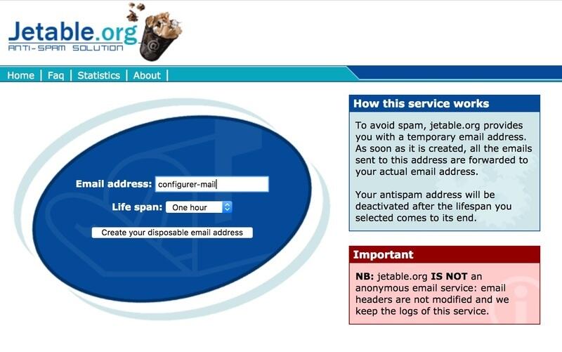 Générateur email jetable et temporaire : jetable.org