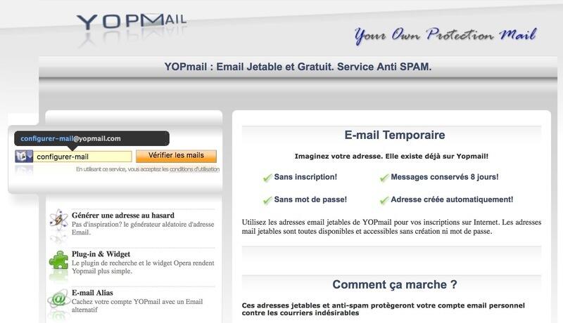 Générateur email jetable et temporaire : yopmail.com